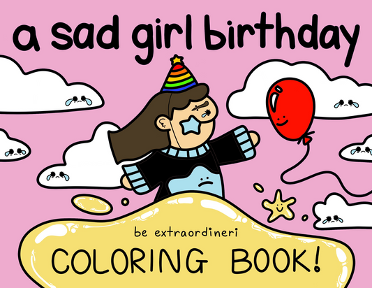 a sad girl birthday | DIGITAL COLORING BOOK